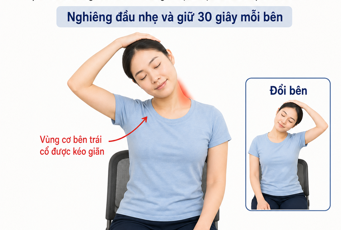 Bài tập kéo giãn cổ sang bên