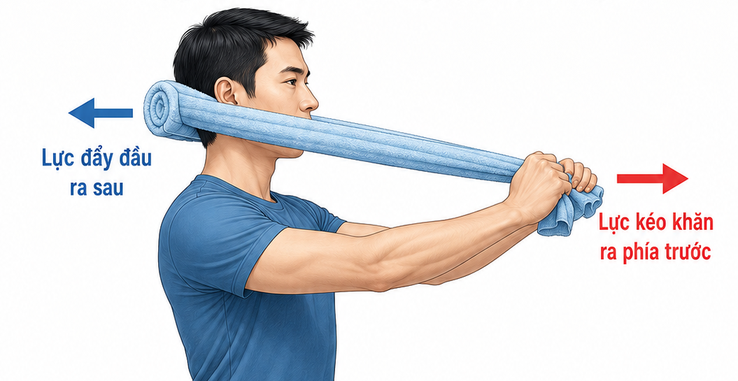 Tăng cường cơ cổ sau với khăn tắm